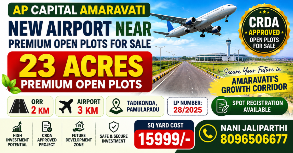 Amaravati open plots for sale near airport at Tadikonda, Pamulapadu